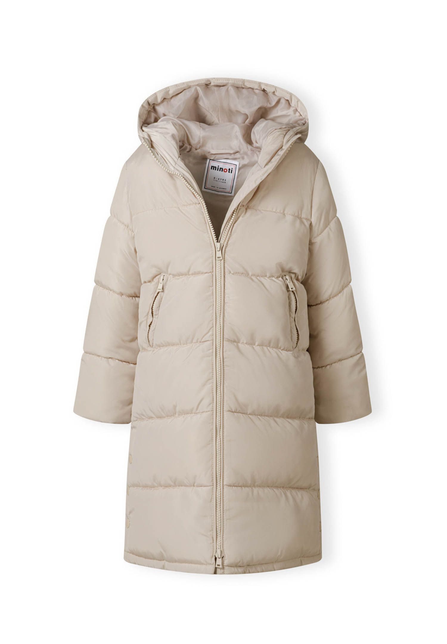 MINOTI Winterjacke Lange Winterjacke mit Kapuze, Reißverschluss und Druckknöpfen (2y-14y)
