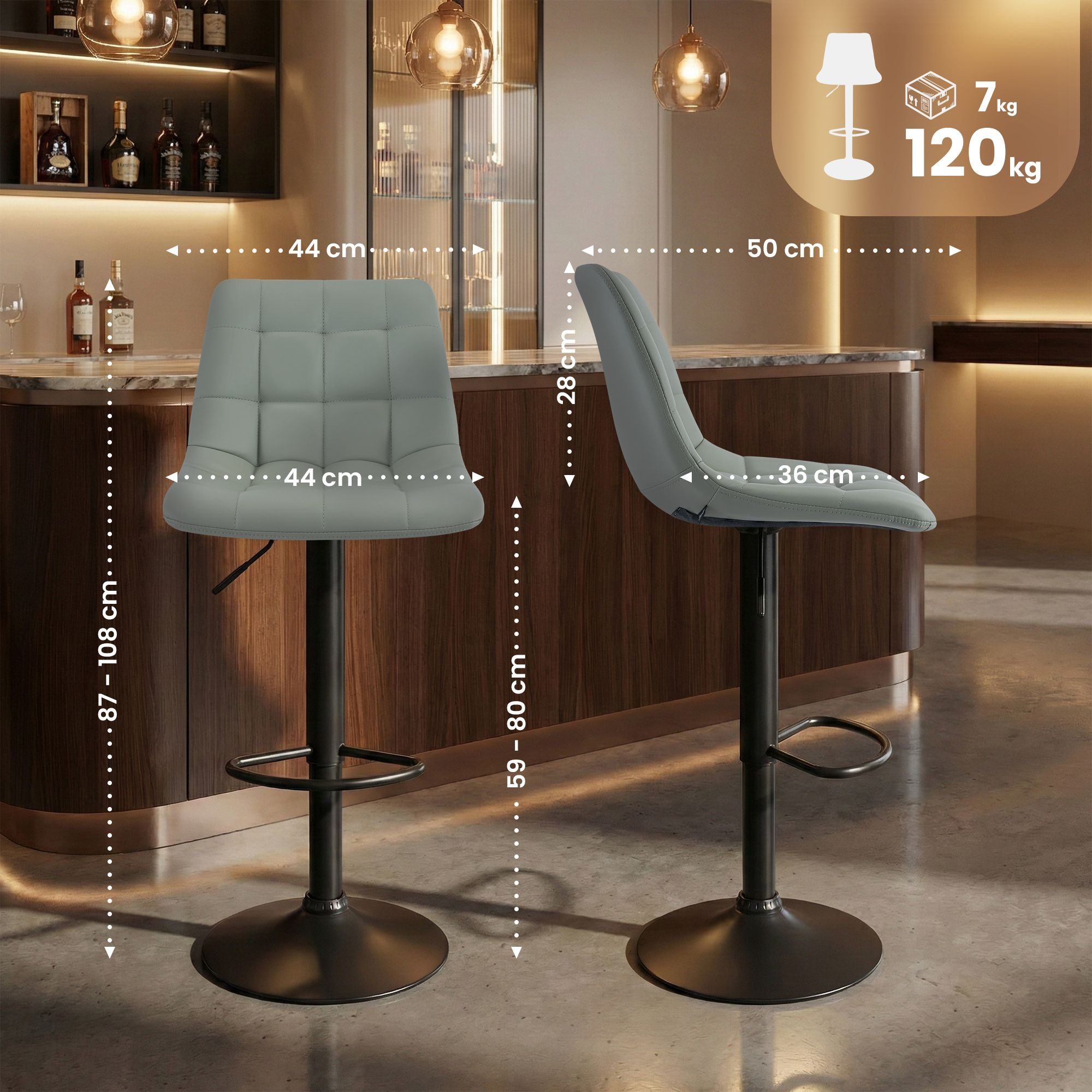 CLP Barhocker Mapun (1er, 1 St., 1er), höhenverstellbar, Bodenschoner