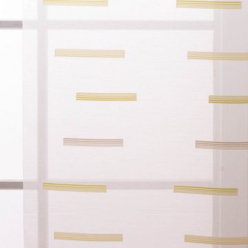 SCHÖNER LEBEN. Stoff Schiebegardinen Meterware Scherli Barcadi Streifen wollweiß grün 60cm, made in Germany