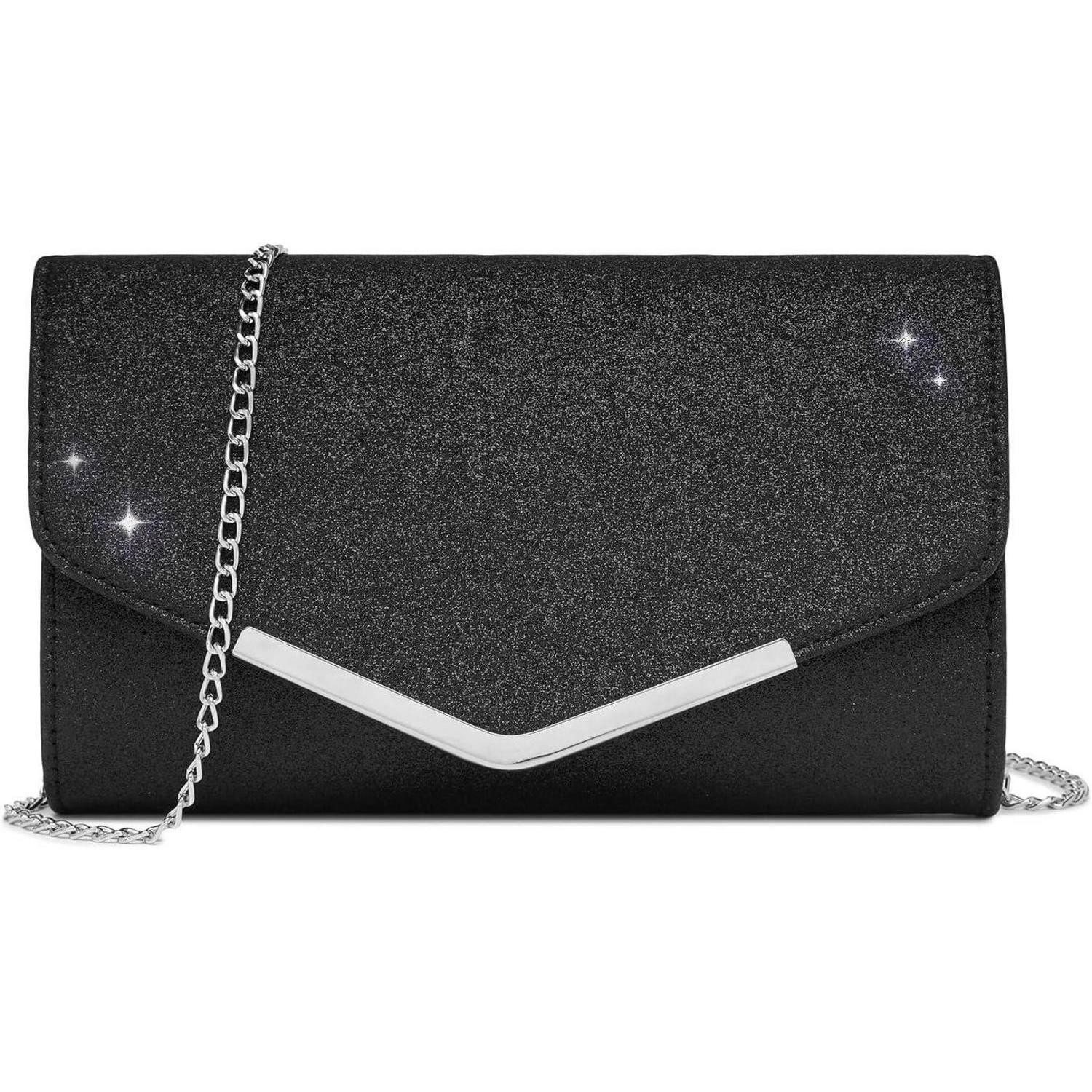 LuxusKollektion Clutch Clutch Damen Abendtasche Kettentasche Hochzeit 4-3 Schwarz-glitzer