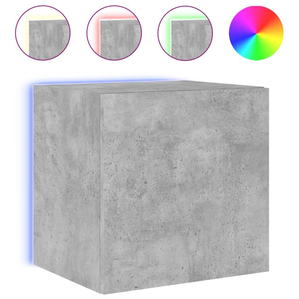 vidaXL TV-Wand TV-Wandschrank mit LED-Leuchten Betongrau günstig online kaufen