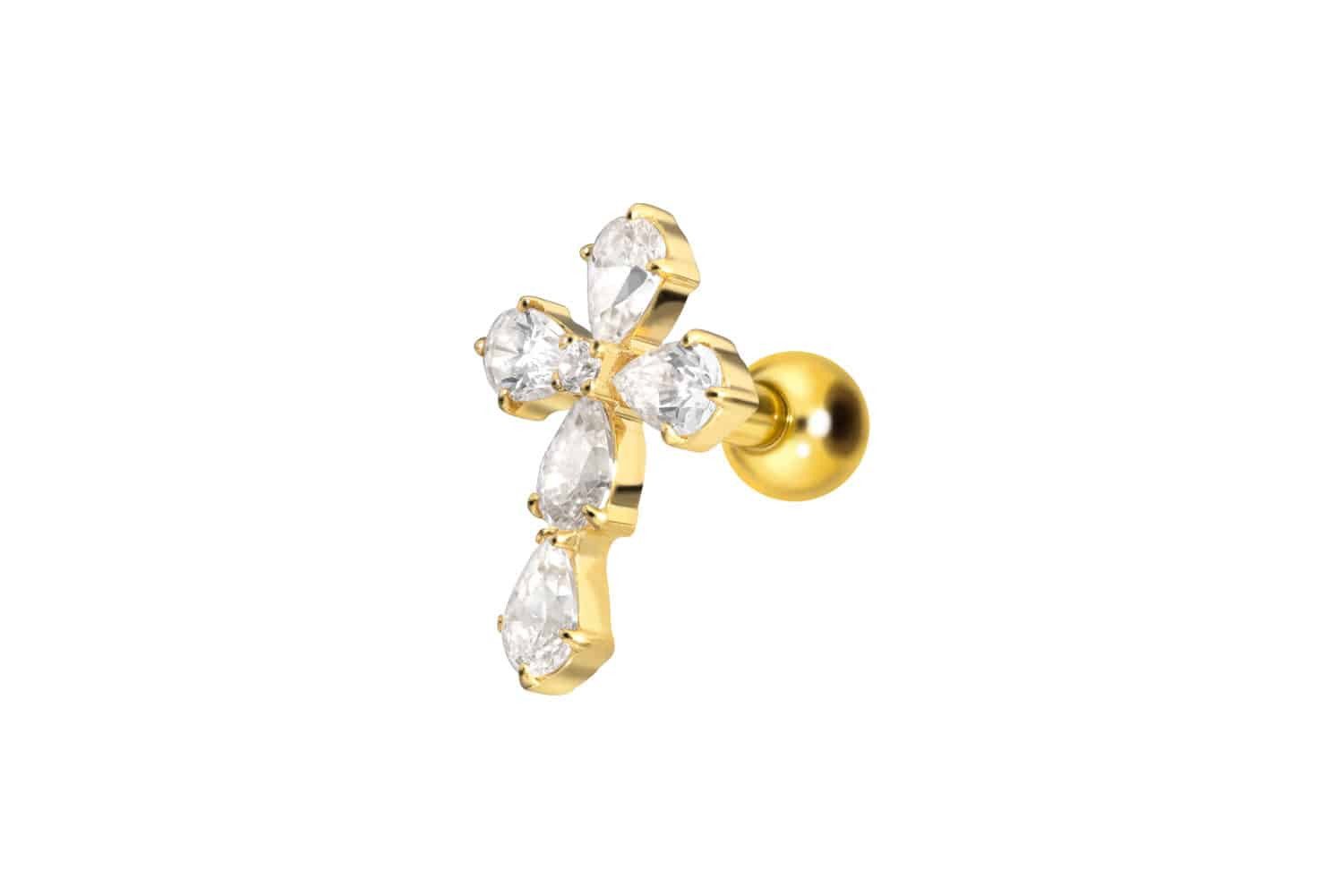 Piercing-Set Titan Ohrpiercing mit Innengewinde KRISTALLKREUZ