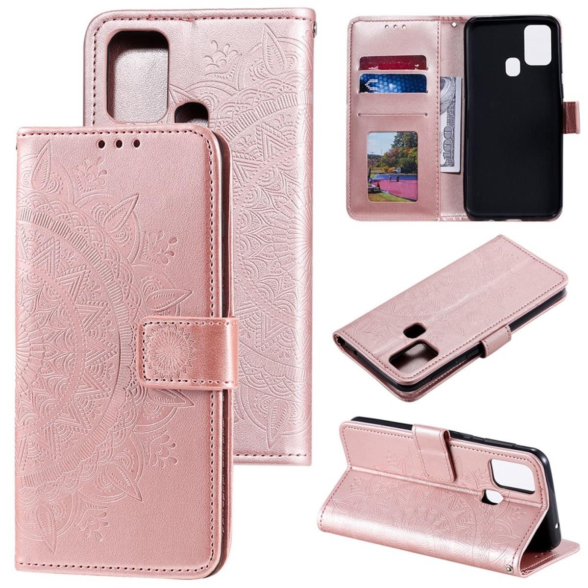 CoverKingz Handyhülle Hülle für Samsung Galaxy A21s Handyhülle Flip Case Cover Etui Mandala, Klapphülle Schutzhülle mit Kartenfach Schutztasche Motiv Mandala