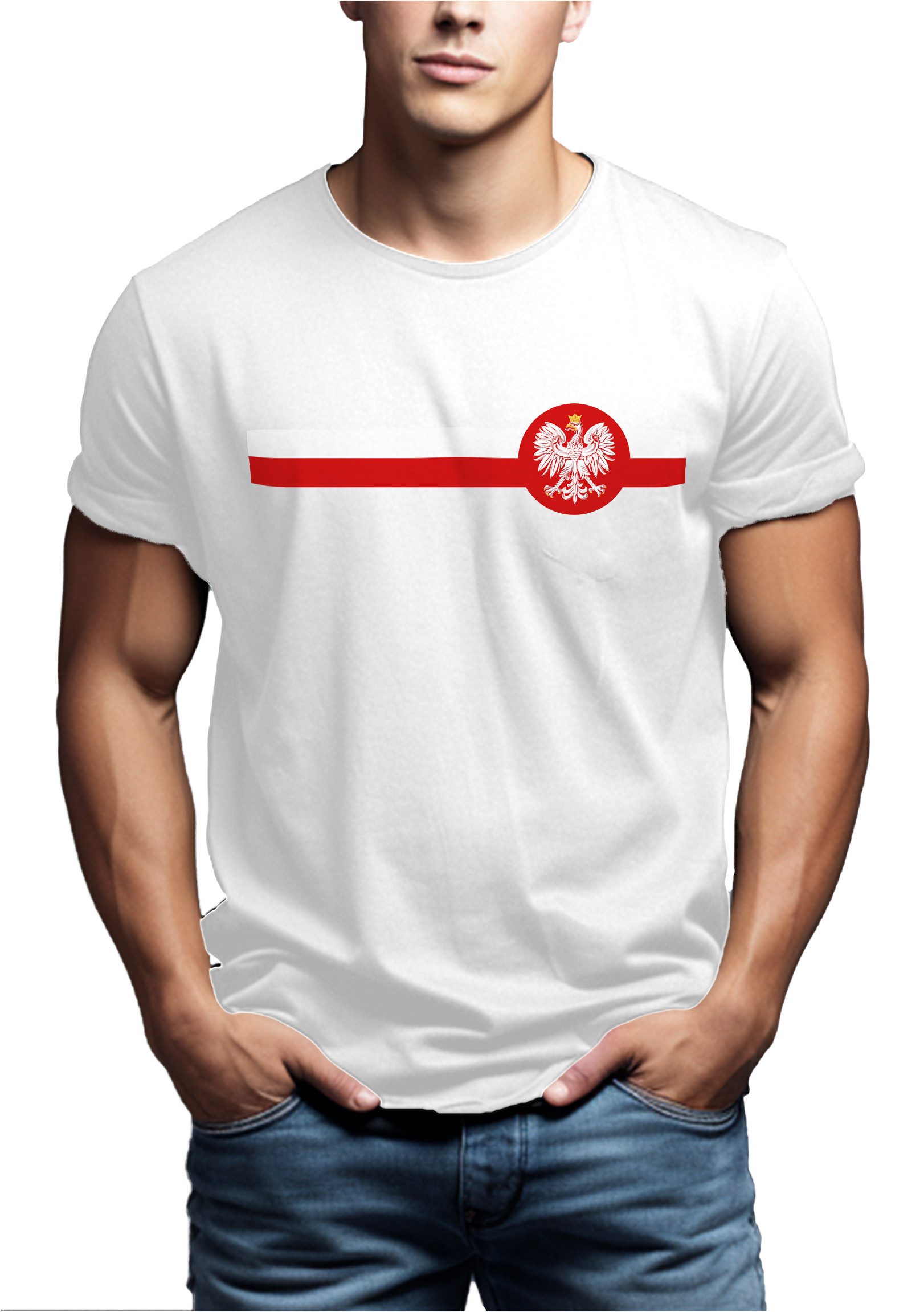 MAKAYA Print-Shirt Polnische Flagge Herren Polen günstig online kaufen