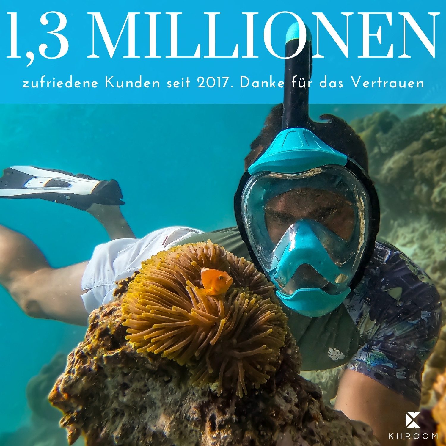 Khroom Schnorchel Schnorchelmaske Kinder / Erwachsene Tauchermaske Vollgesichtsmaske (Seaview Y, Full Face Maske zum Schnorcheln), CO2 geprüfte Vollmaske, sehr  – Bild 5 von 5