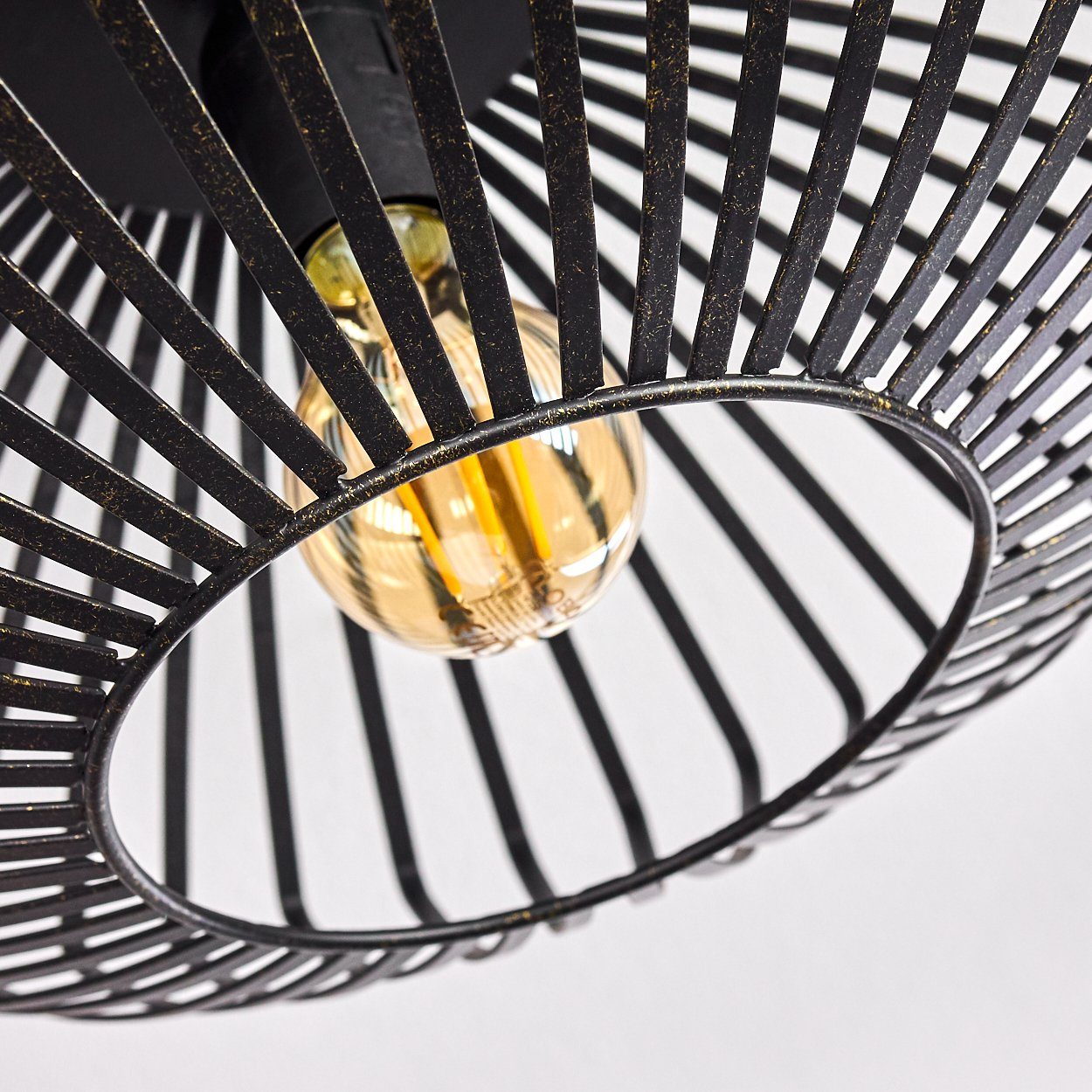 hofstein Deckenleuchte »Pieris« Deckenlampe aus Metall in Schwarz/Gold, ohne Leuchtmittel, E27, Leuchte m. Gitter u. Lichteffekt an der Decke