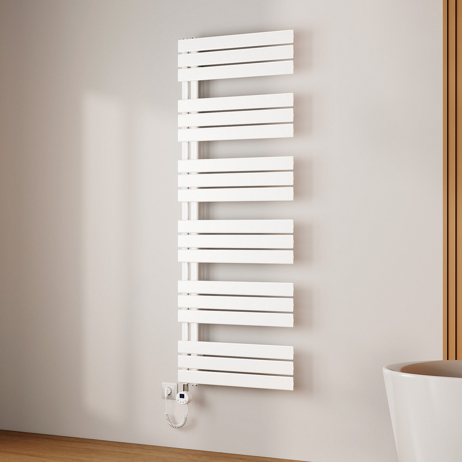 EMKE Elektrischer Badheizkörper Weiß mit Thermostat 400W~1000W, Smart WIFI günstig online kaufen