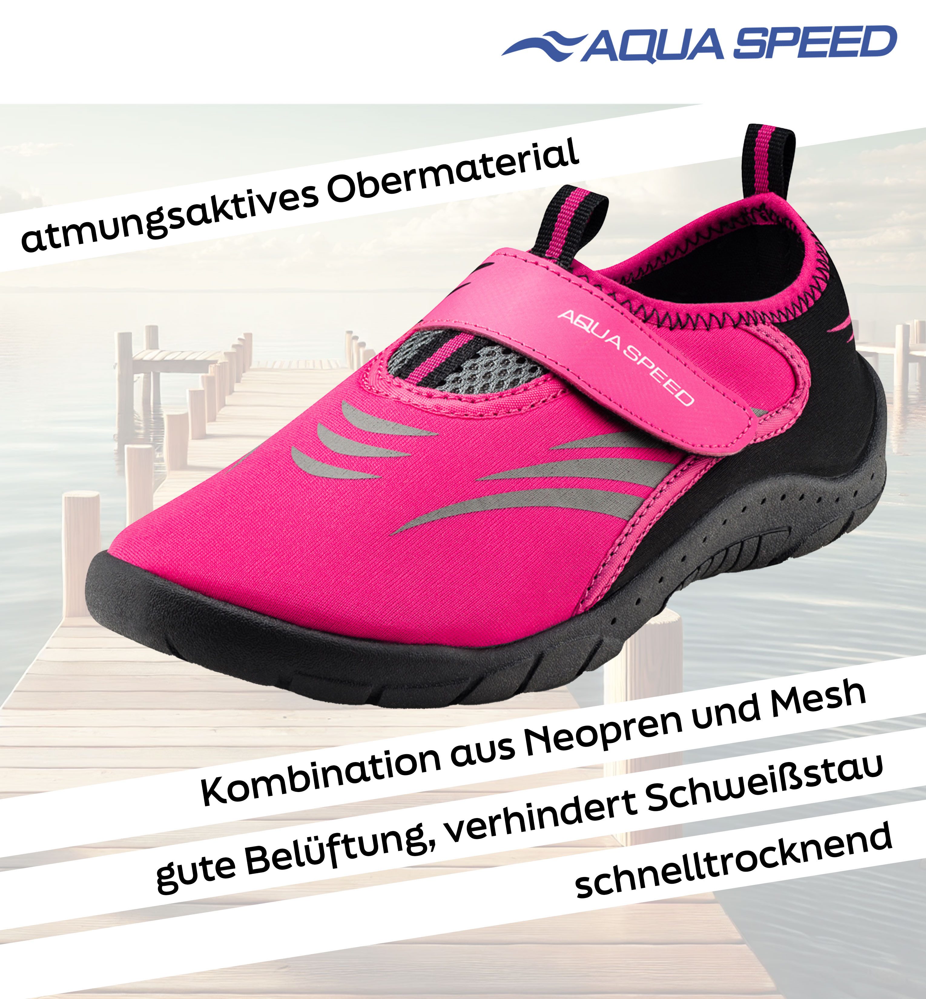 Aqua Speed Badeschuhe Damen Gr. 40 – ideal für Strand, Dusche & Camping Wasserschuh (Bequeme Aquaschuhe mit Schutz – ideal für Garten & See) Weiches Obermaterial – Sitzt sicher ohne Einschneiden oder Druck