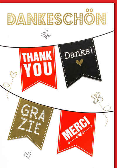 Verlag Dominique Grußkarten Danke - A4 - Glückwunschkarte im Format 21 x 29,7 cm mit Umschlag – Wi