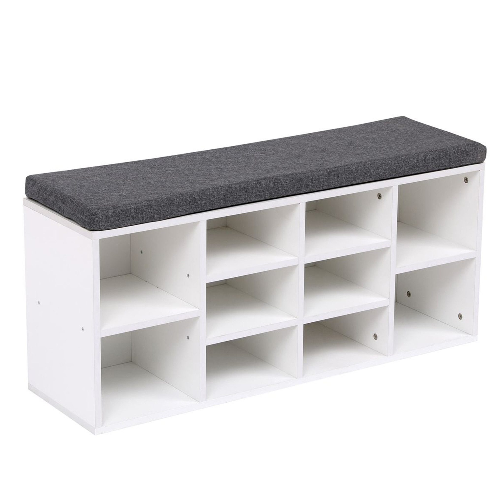 Happy Home Schuhschrank Sitzbank mit Schuhablage 10 Fächer, Sitzkissen Garderobe für Flur