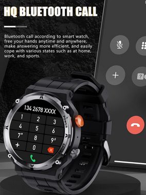 findtime Smartwatch (1,37 Zoll, Android, iOS), mit Standby-Zeit, Anrufe, Herzfrequenz, Schlaf, Blutsauerstoff, Laufen
