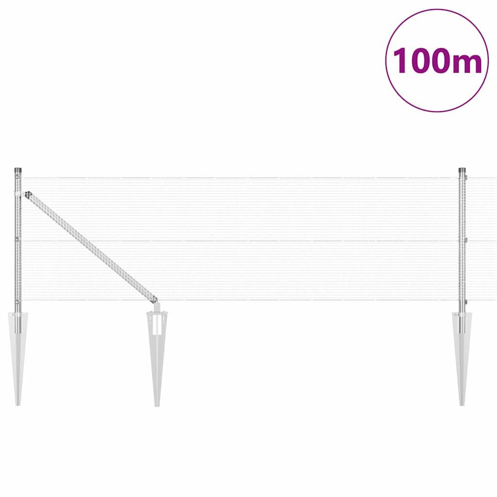 vidaXL Gartenzaun Geschweißter Drahtzaun mit Stacheln 100 x 0,4 m Silber Netz, (1-St)