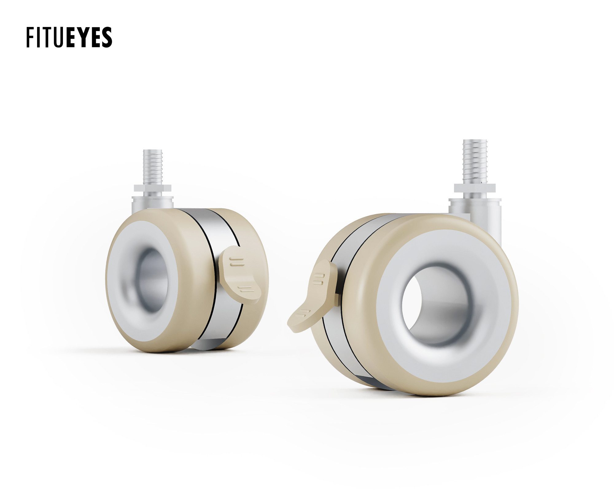 FITUEYES Lenkrolle 4er Set, M8 Gewinde mit Feststellbremse, 360° drehbar, Tragkraft bis 80 kg