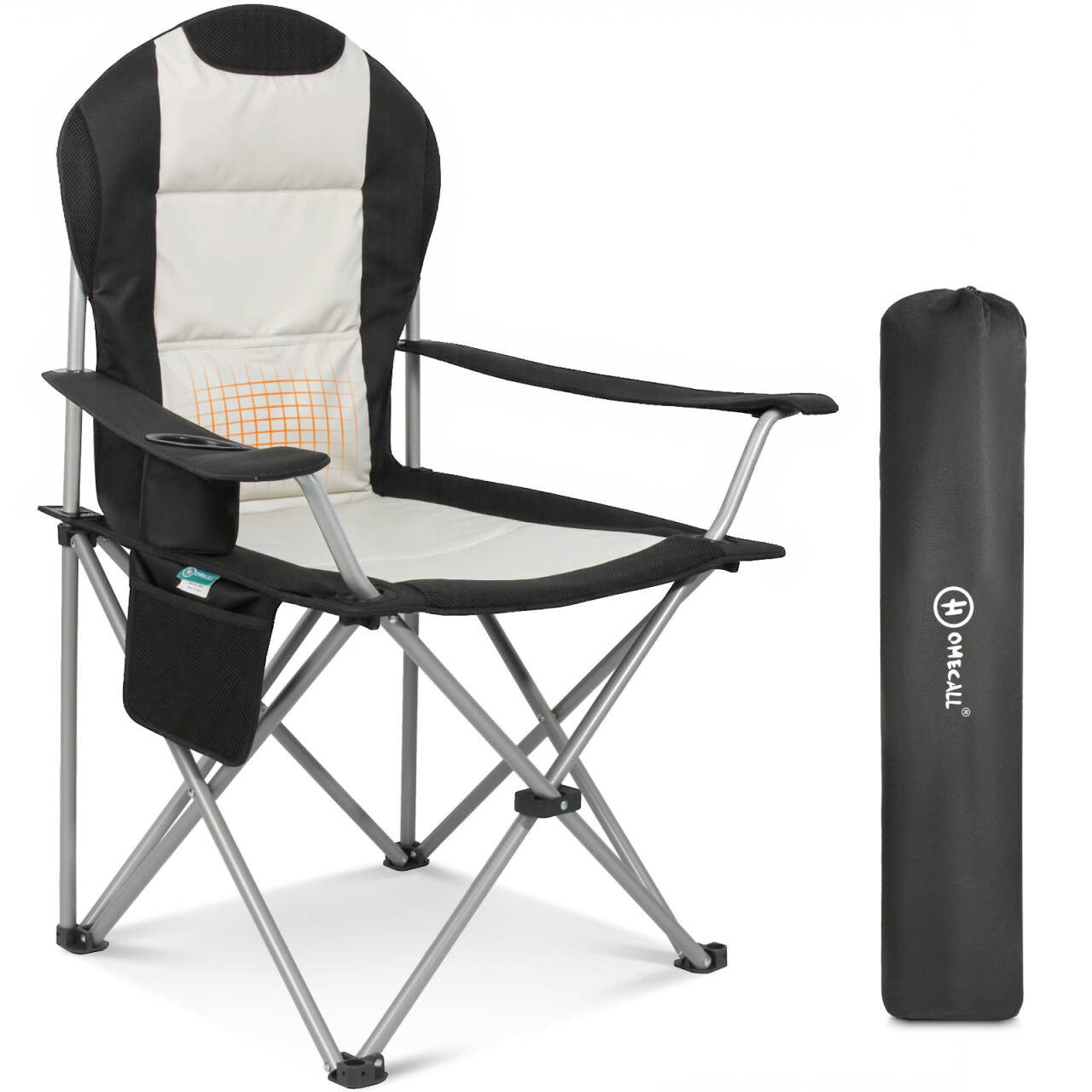 Campingstuhl Hochlehner 108cm mit Lendenwirbelstütze Klappstuhl Angelstuhl Faltbar