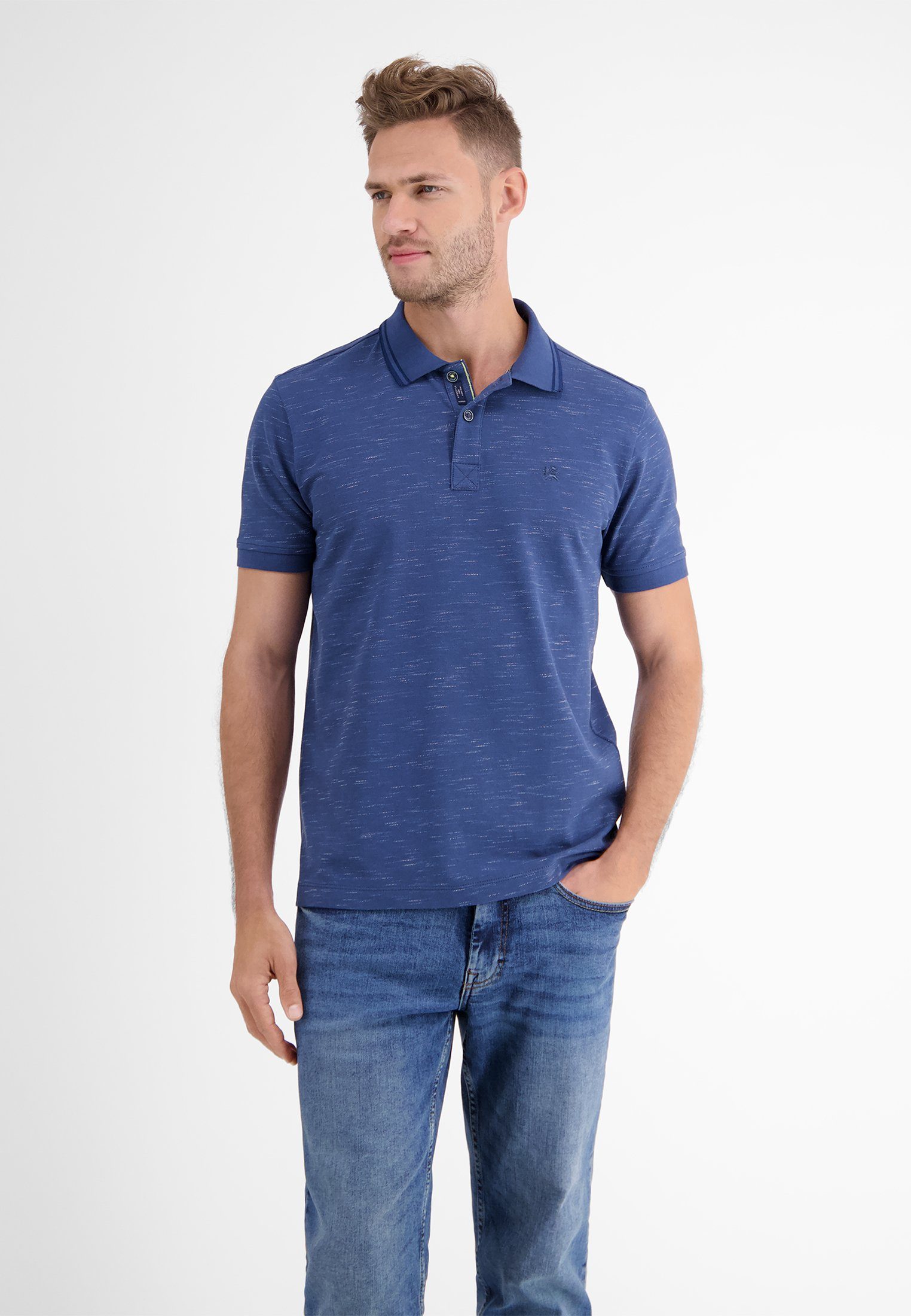LERROS Poloshirt LERROS Poloshirt in Two-Tone-Piqué TRAVEL BLUE | Poloshirts