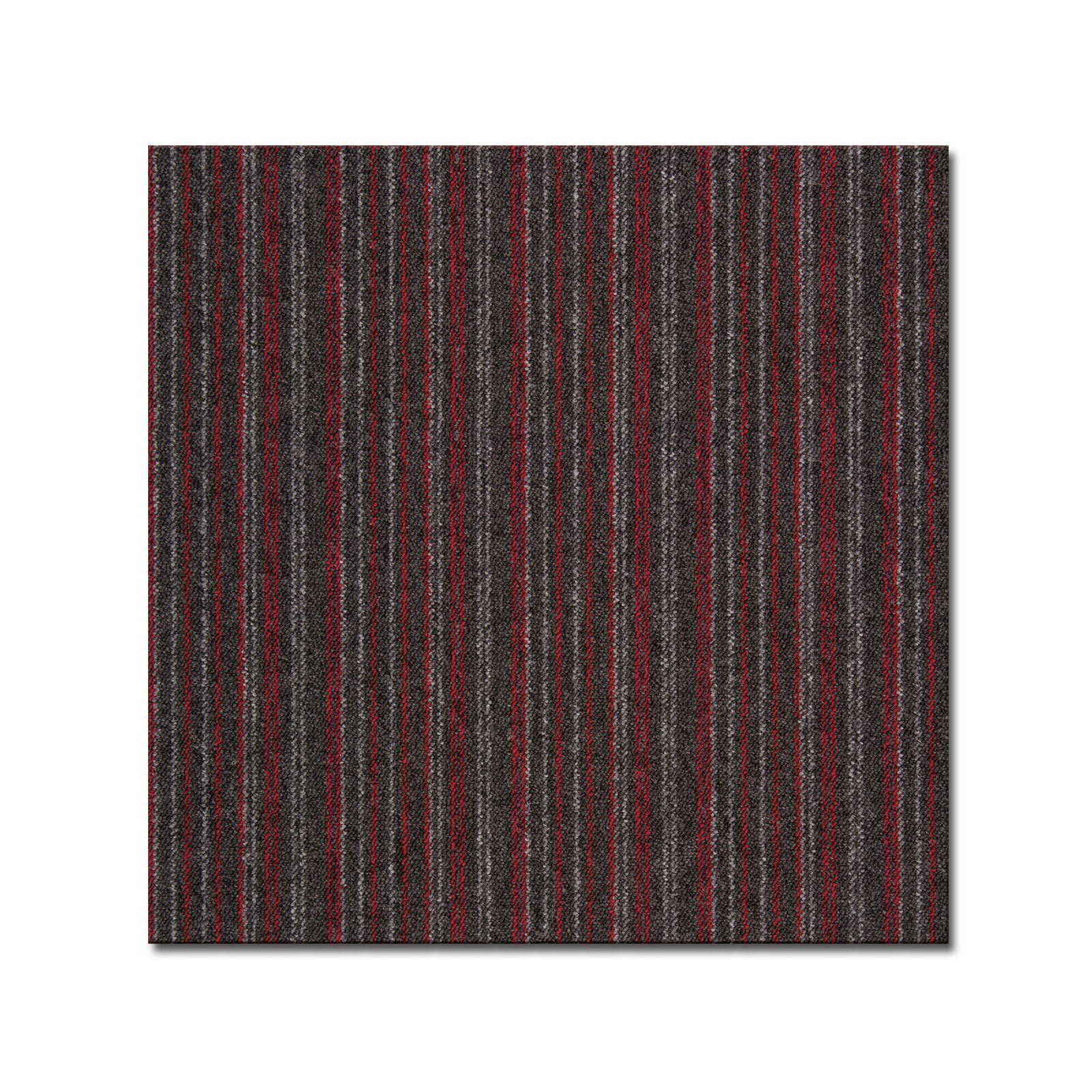 Teppichfliese Vienna, 50 x 50 cm, Bodenschutzfliese, Fliese, casa pura, quadratisch, Höhe: 6 mm, Selbstliegend Rot-gestreift 7785