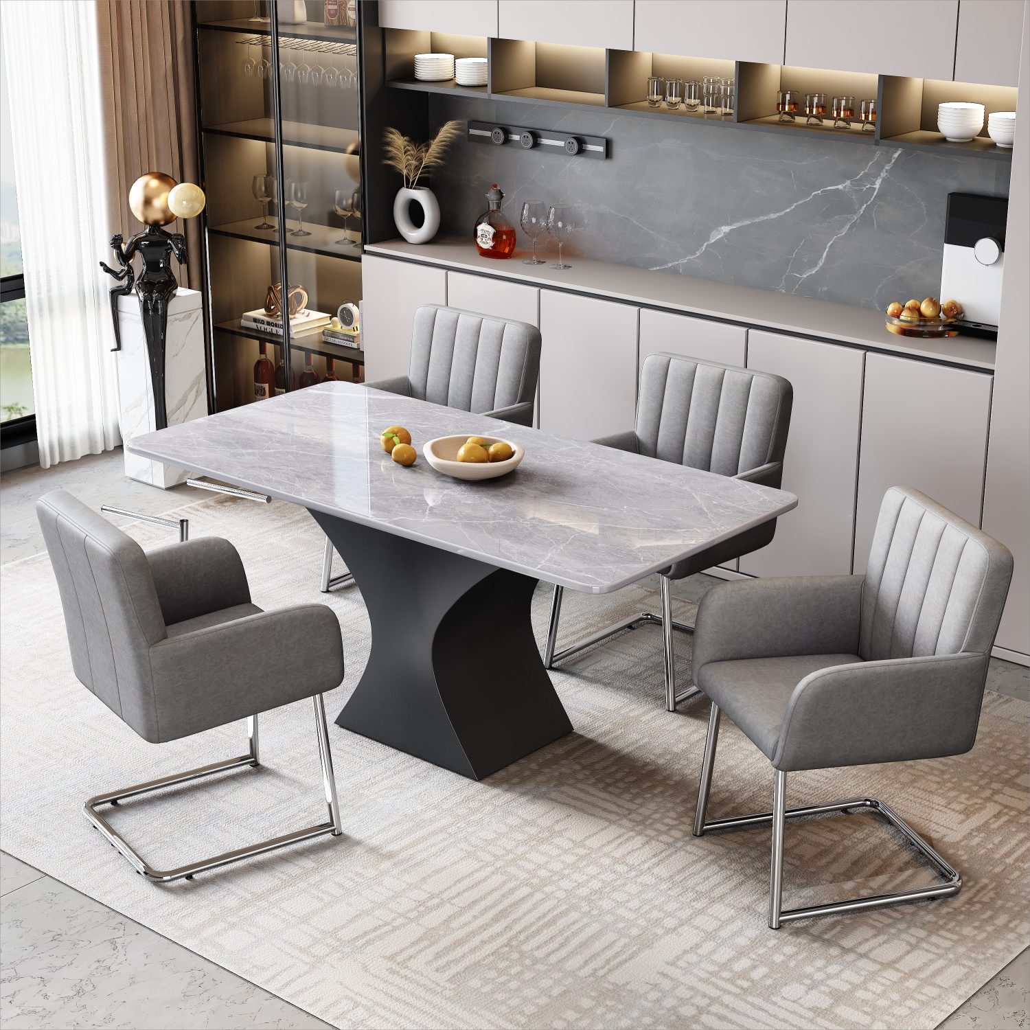 Flieks Freischwinger (Set, 4 St), 4er Set Esszimmerstuhl Kunstleder Polster günstig online kaufen