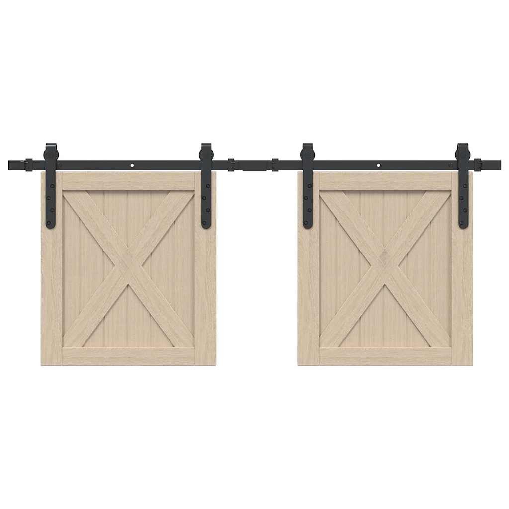 vidaXL Zimmertür 122 cm Schiebetürbeschlag Set für Schranktüren 122 cm Karbonstahl inkl