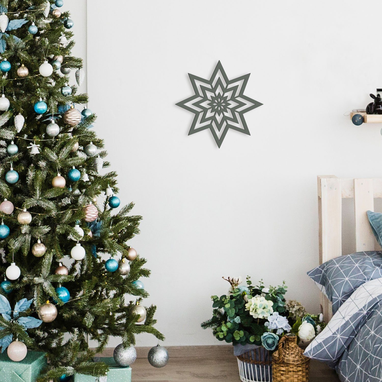 Namofactur Wanddekoobjekt Weihnachtsstern Fensterdeko aus Holz, Weihnachtsdeko Stern, Wanddeko, aus Holz