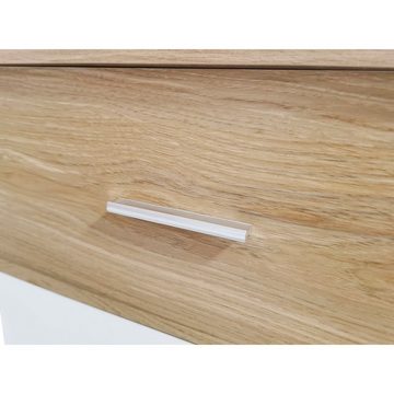 BlingBin Sideboard Kommode (1 St., mit 2 Türen und 3 Schubladen), 120 x 40 x 80 cm, Design in Weiß und Holzfarbe