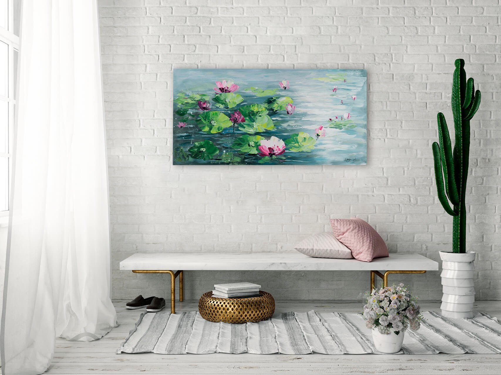 KUNSTLOFT Gemälde Monet's 120x60 Wohnzimmer Leinwandbild Impressions Wandbild HANDGEMALT 100% cm