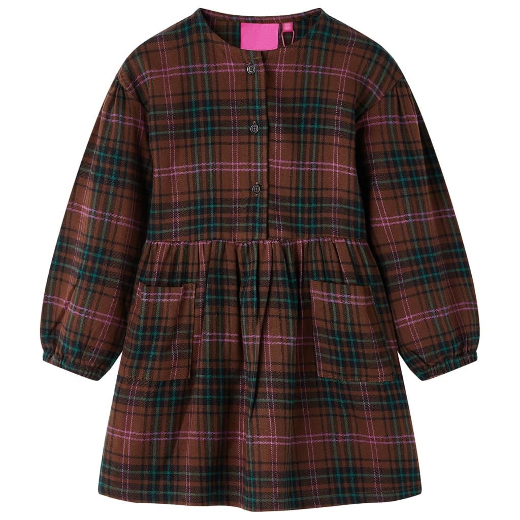 Druckkleid Kinderkleid mit Langen Ärmeln Cognac 104