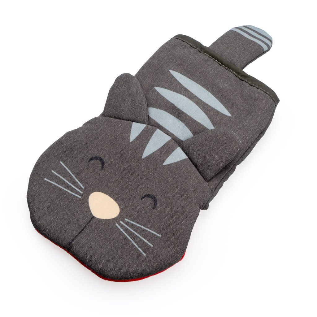 Topflappen Topfhandschuh Meow! Cat - für Grill, Herd und Backofen (Katze grau)