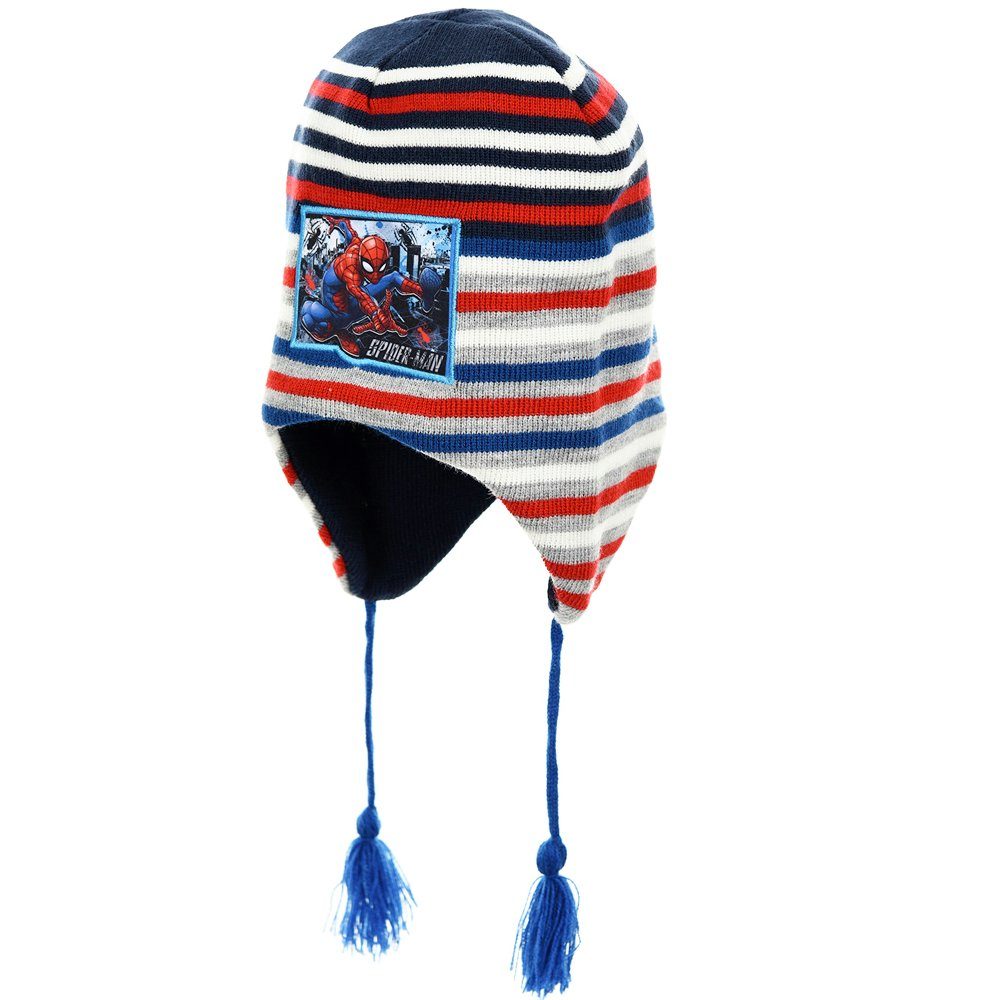 MARVEL Schlupfmütze Marvel Spiderman Kinder Wintermütze peruanische Mütze Kindermütze Gr. 52 - 54