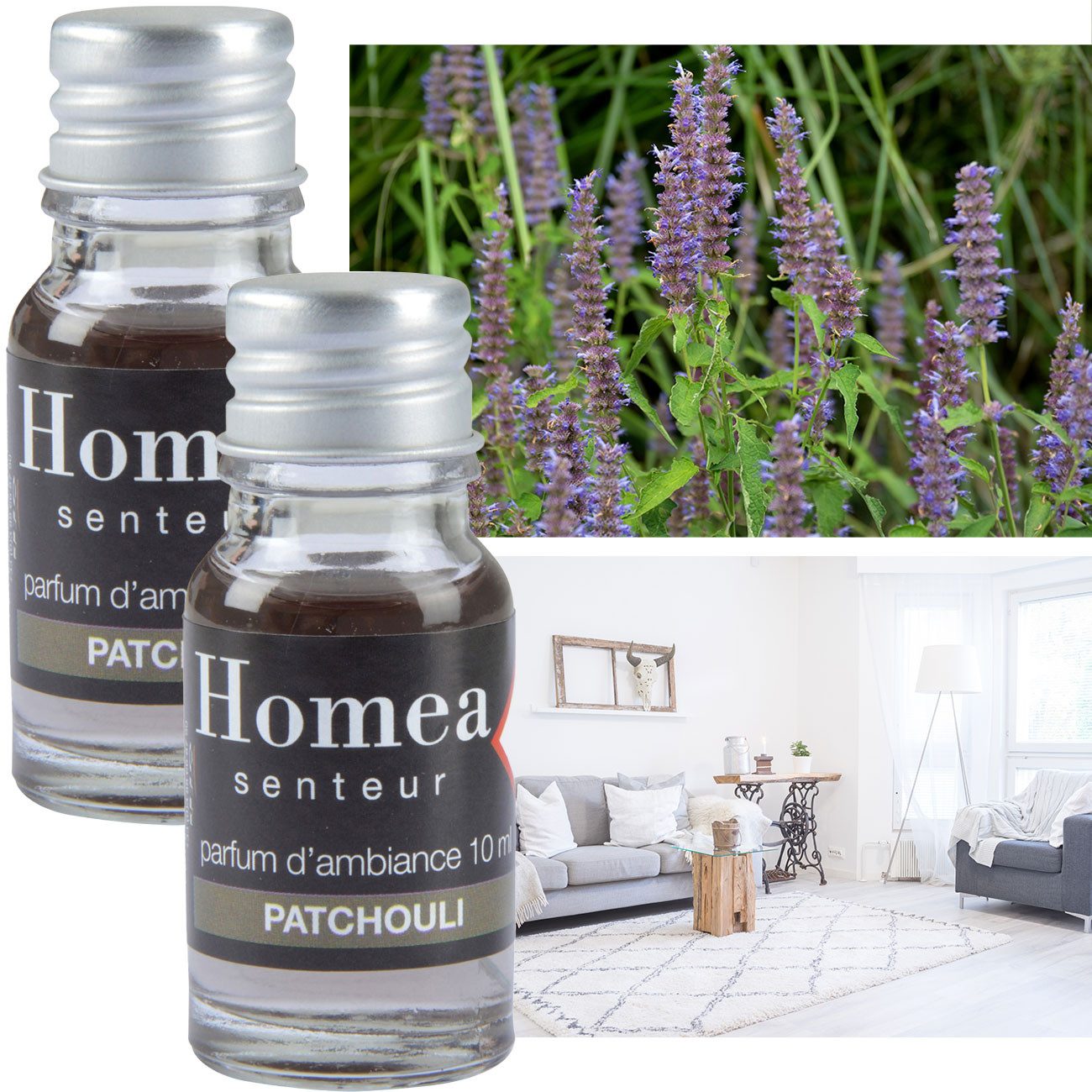 Homea Duftöl Patchouli (10ml) - Erdiger Raumduft für Wellness & Entspannung (2-St), Auch für Potpourri oder Aromabrenner geeignet
