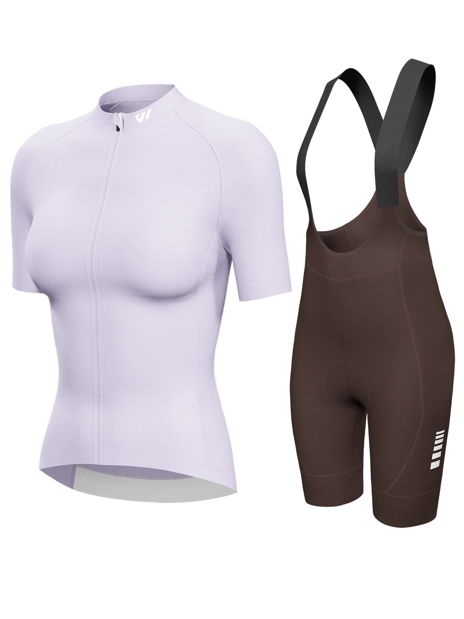 Wulibike Radtrikot Damen Fahrrad-Set, Fahrradbekleidungsset für Gravel & Outdoor Touren (2-tlg) Kurzarm-Radtrikot und figurbetonte V-Trägerhose mit 6 Taschen