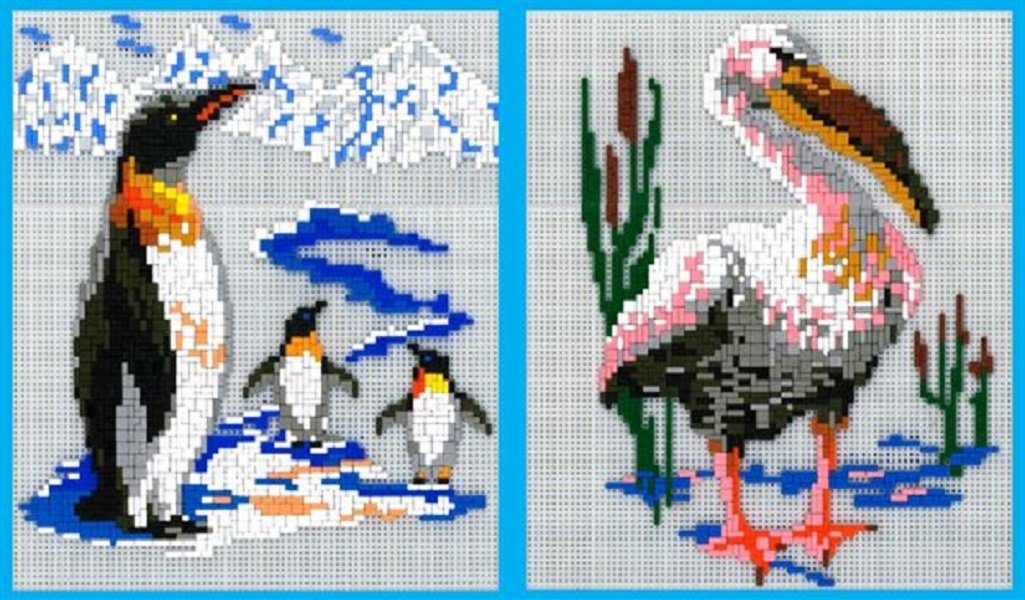 Stick it Steckpuzzle Pelikan und Pinguin 2 in 2, 3300 Пазлиteile, Bildgröße je: 33 x 40 cm