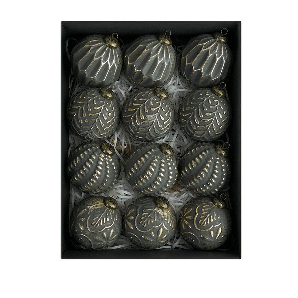 Coonoor Weihnachtsbaumkugel 12-teiliges Set Vintage-Weihnachtsbaumkugeln, (12 St), 8 cm Weihnachtsbaum-Dekorationskugeln
