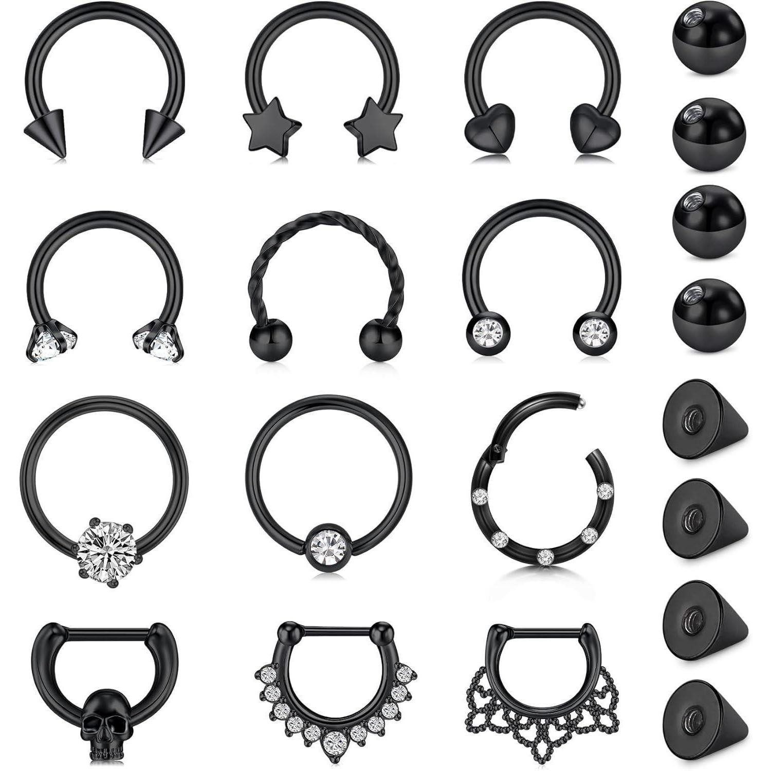 Nasenpiercing 16G Edelstahl Hufeisen Septum Piercing Ring 6/8/10/12mm - Silber Gold