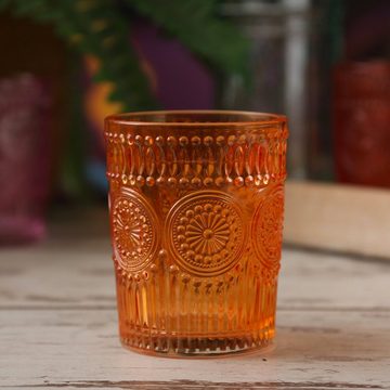 MARELIDA Gläser-Set Trinkgläser orange 4St 280ml Wasergläser Saftgläser Vintage Retro Boho, Glas