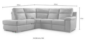 CALIA ITALIA Ecksofa Andrea, L-Form, mit elektrischer Relaxfunktion, in Leder, 253 cm Breite