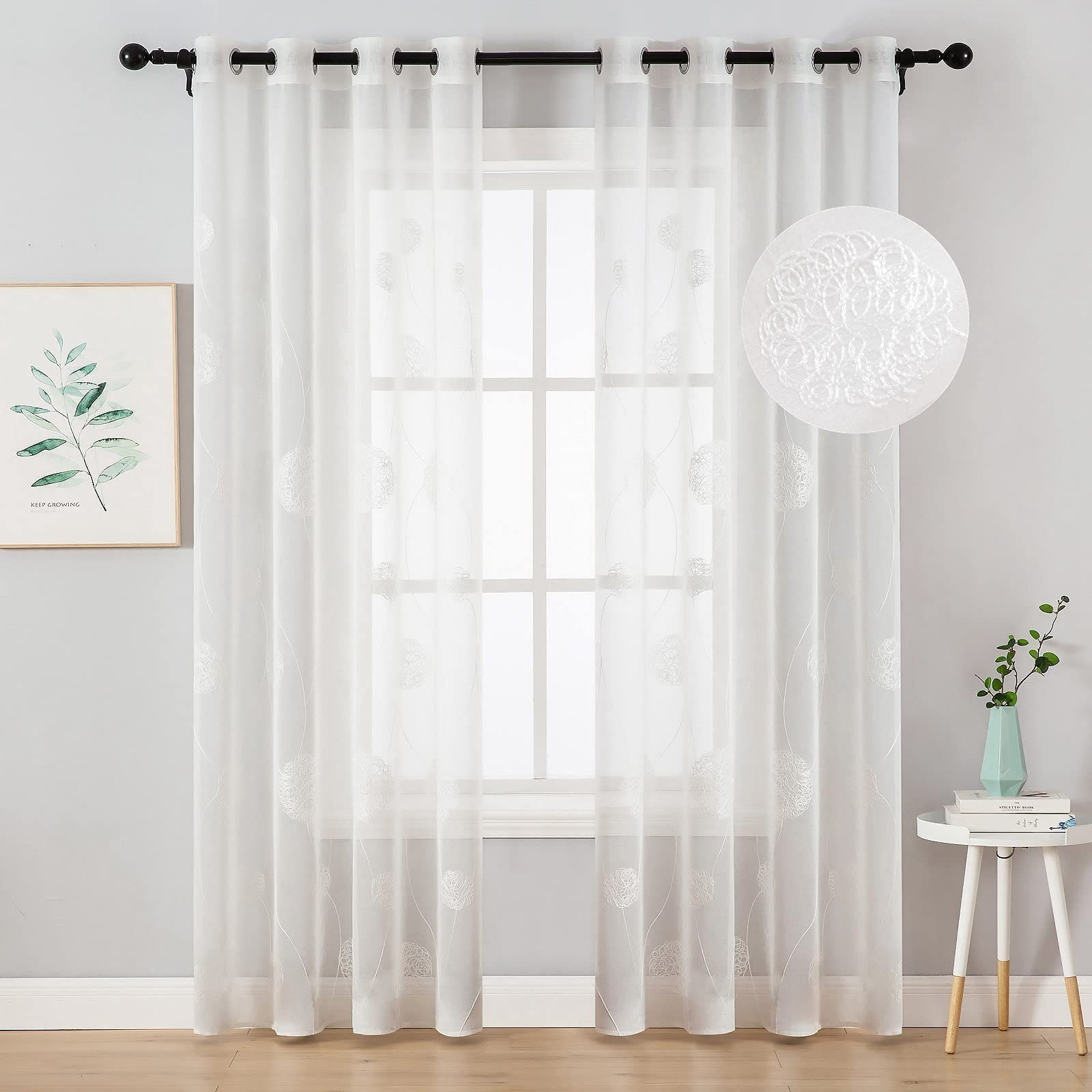 BYSURE Vorhang Gardinen mit Florales Stickerei (2 St), Ösen, transparent, V günstig online kaufen