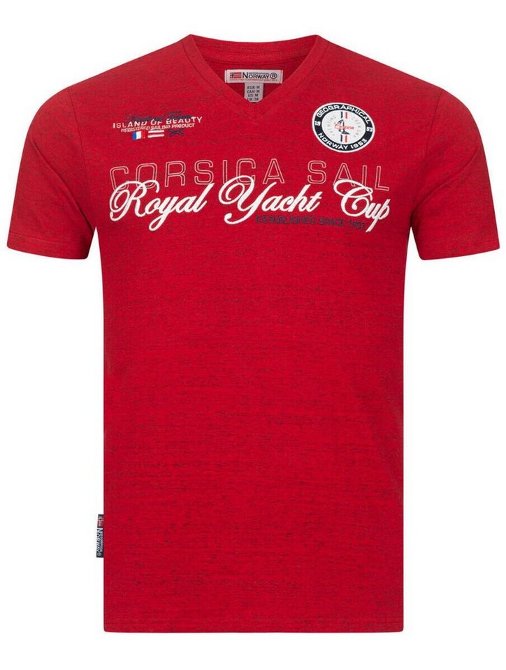 Geographical Norway Kurzarmshirt Geographical Norway T-Shirt Herren Shirt Hemd Sommer Baumwolle Print