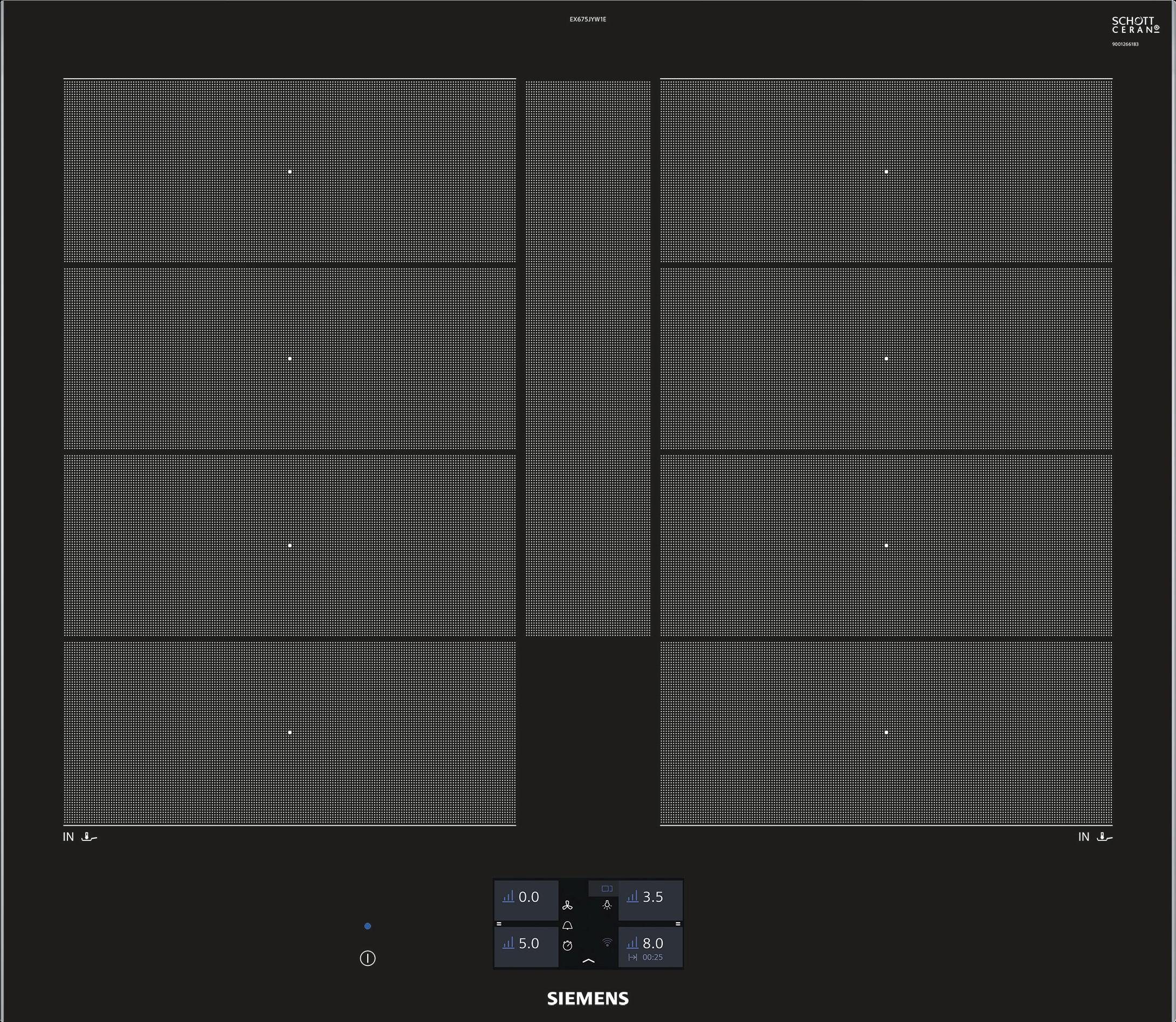 SIEMENS Flex-Induktions-Kochfeld von SCHOTT CERAN® EX675JYW1E, mit cookConnect-System