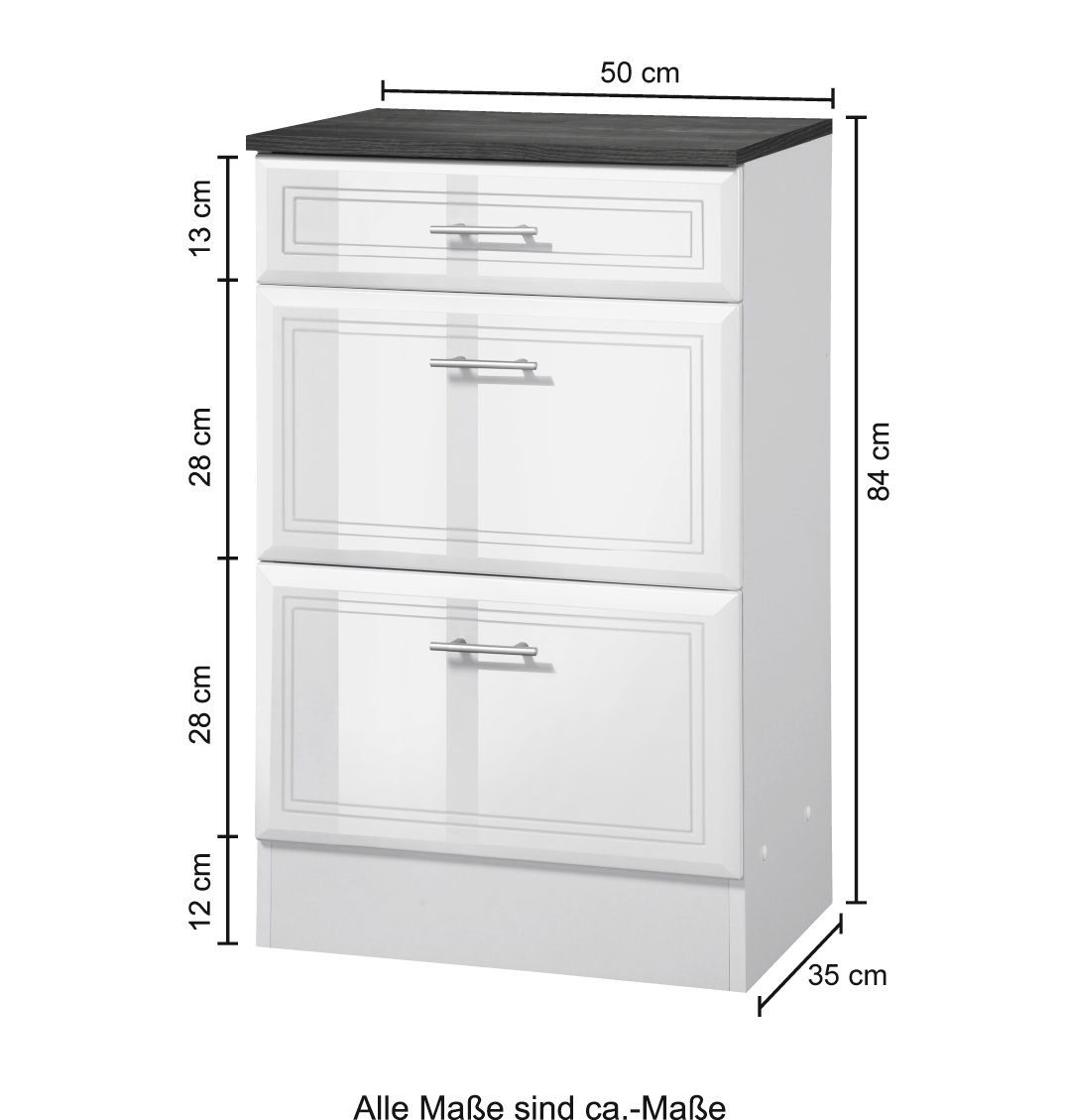 welltime Unterschrank Neapel Breite 50 cm, mit Hochglanzfronten und eleganter Fräsung – Bild 3 von 3