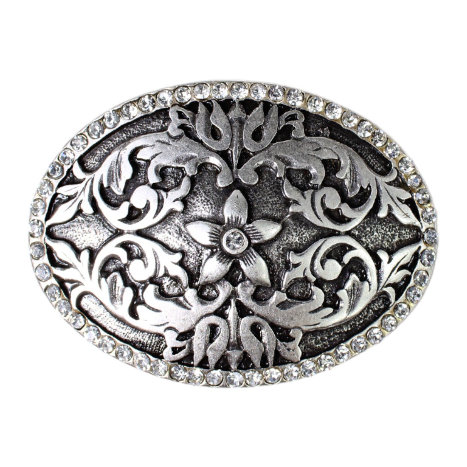 FRONHOFER Gürtelschnalle 17419 (1-St) Breite 4 cm, Metall, Blumenmuster, Trachtenschnalle