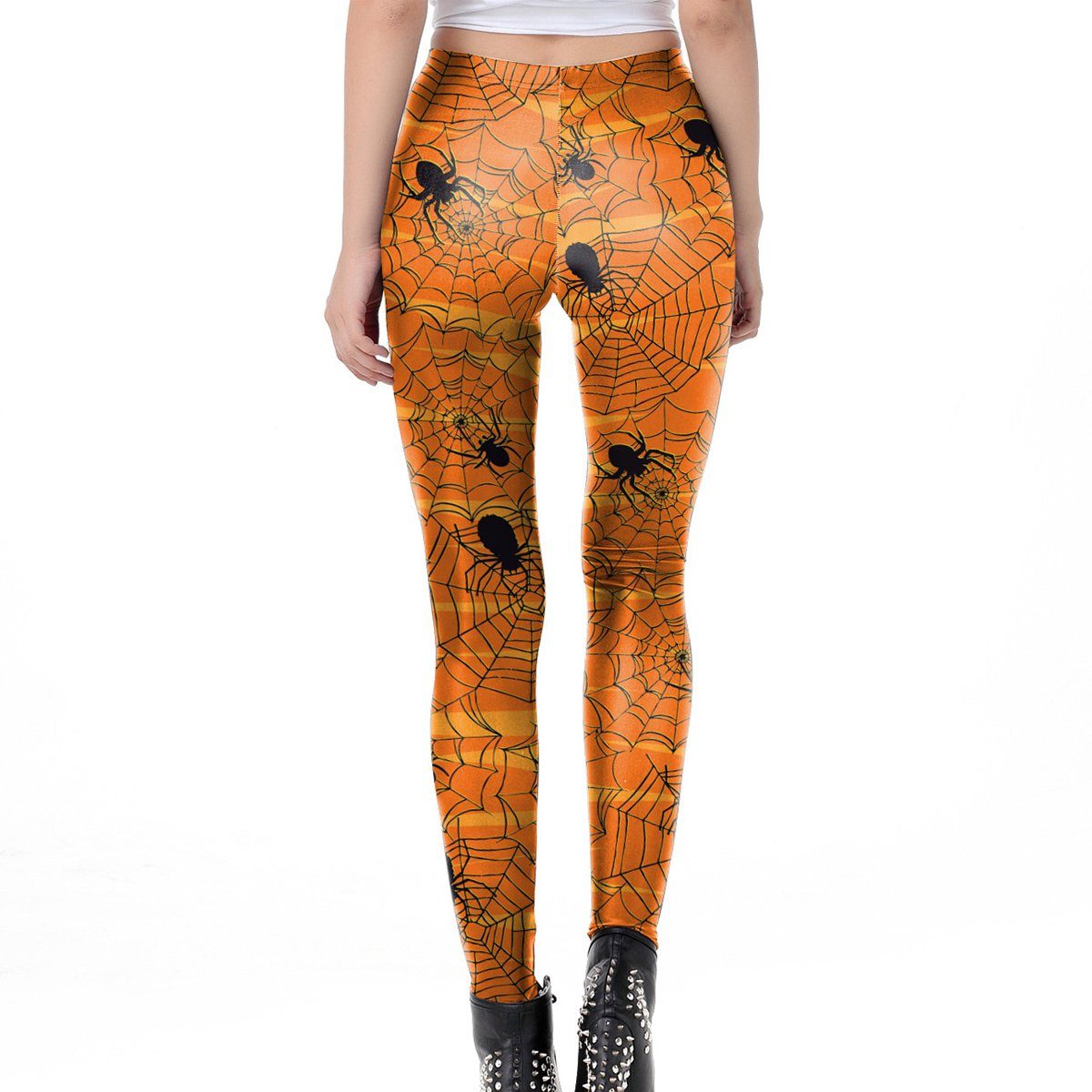 Jormftte Leggings Orange4 bedruckte,dehnbare Frauen Spinnennetz Highwaist Bedruckte Leggings Leggings,für