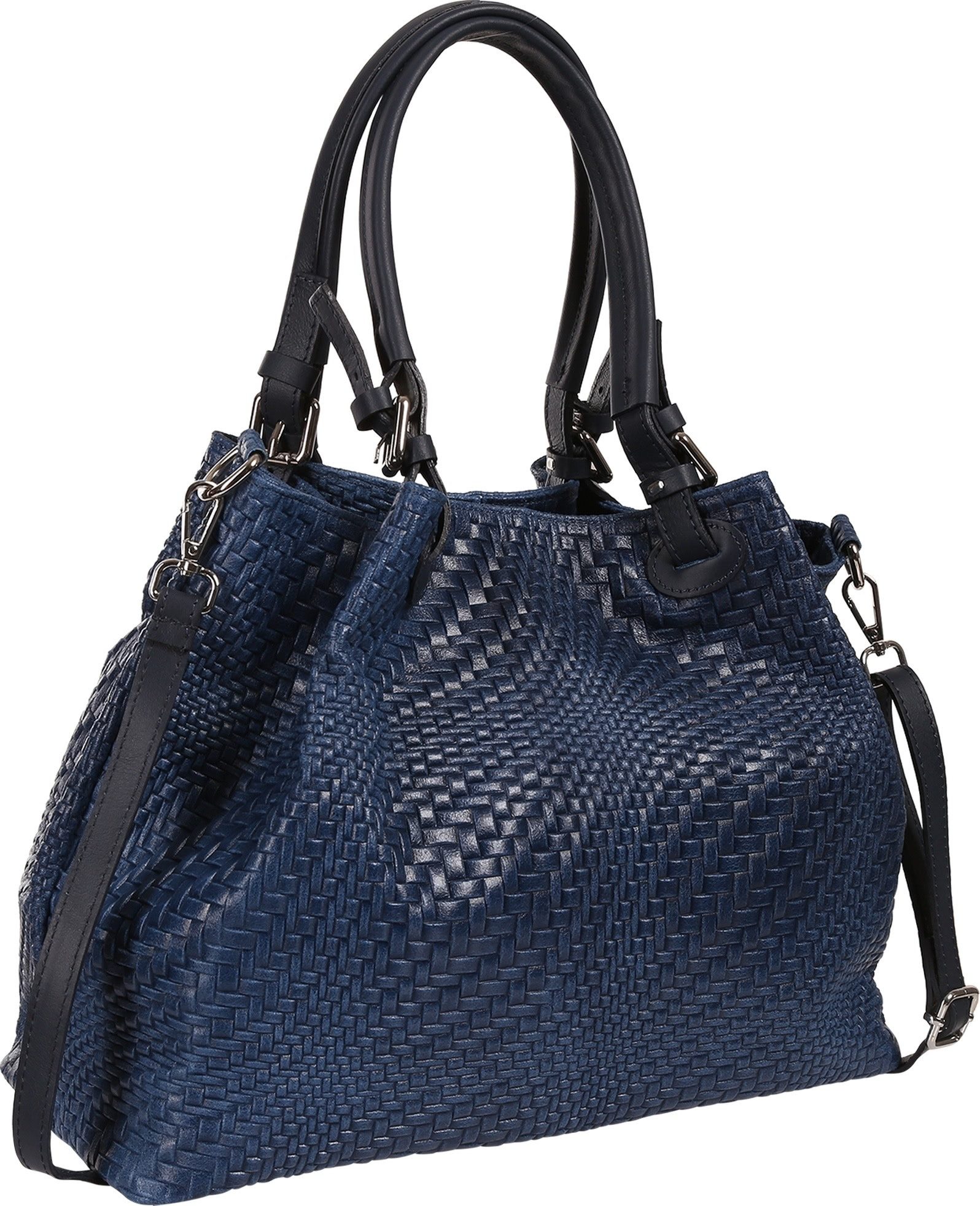 Toscanto Handtasche Toscanto Damen Handtasche Umhängetasche (Handtasche), Damen Leder Handtasche, Umhängetasche, jeansblau ca. 31cm