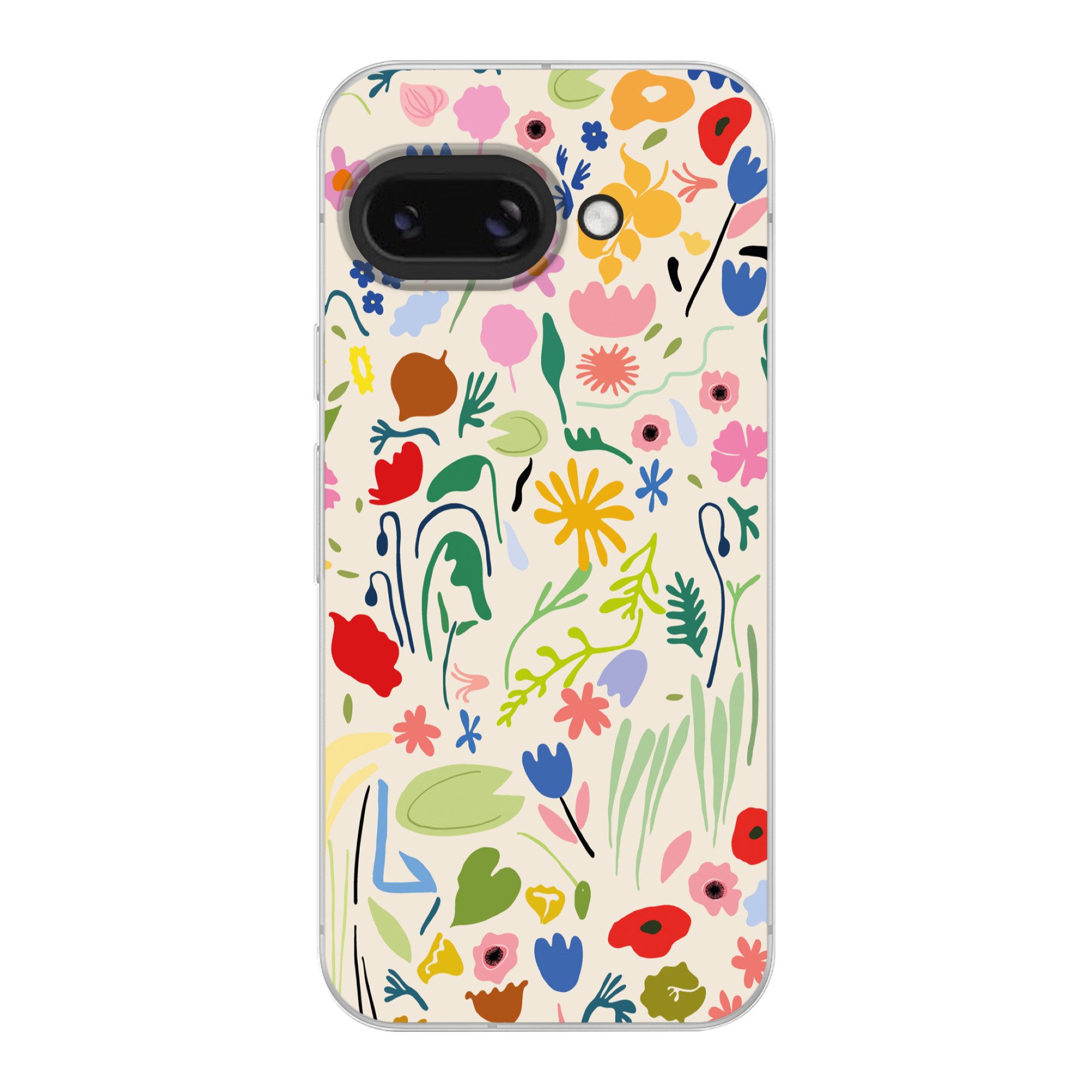 MuchoWow Handyhülle für Google Pixel 9A Blumen - Muster - Pflanzen, Phone Case, Silikon, Schutzhülle Dünn