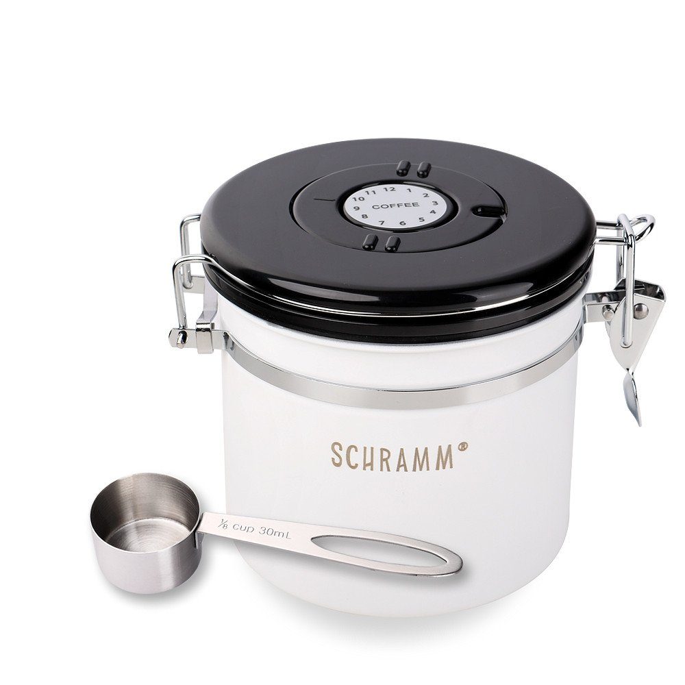 Schramm Kaffeedose Schramm® Kaffeedose 1200 ml in 10 Farben mit Dosierlöffel Höhe: 12cm Kaffeedosen Kaffeebehälter aus Edelstahl weiß matt