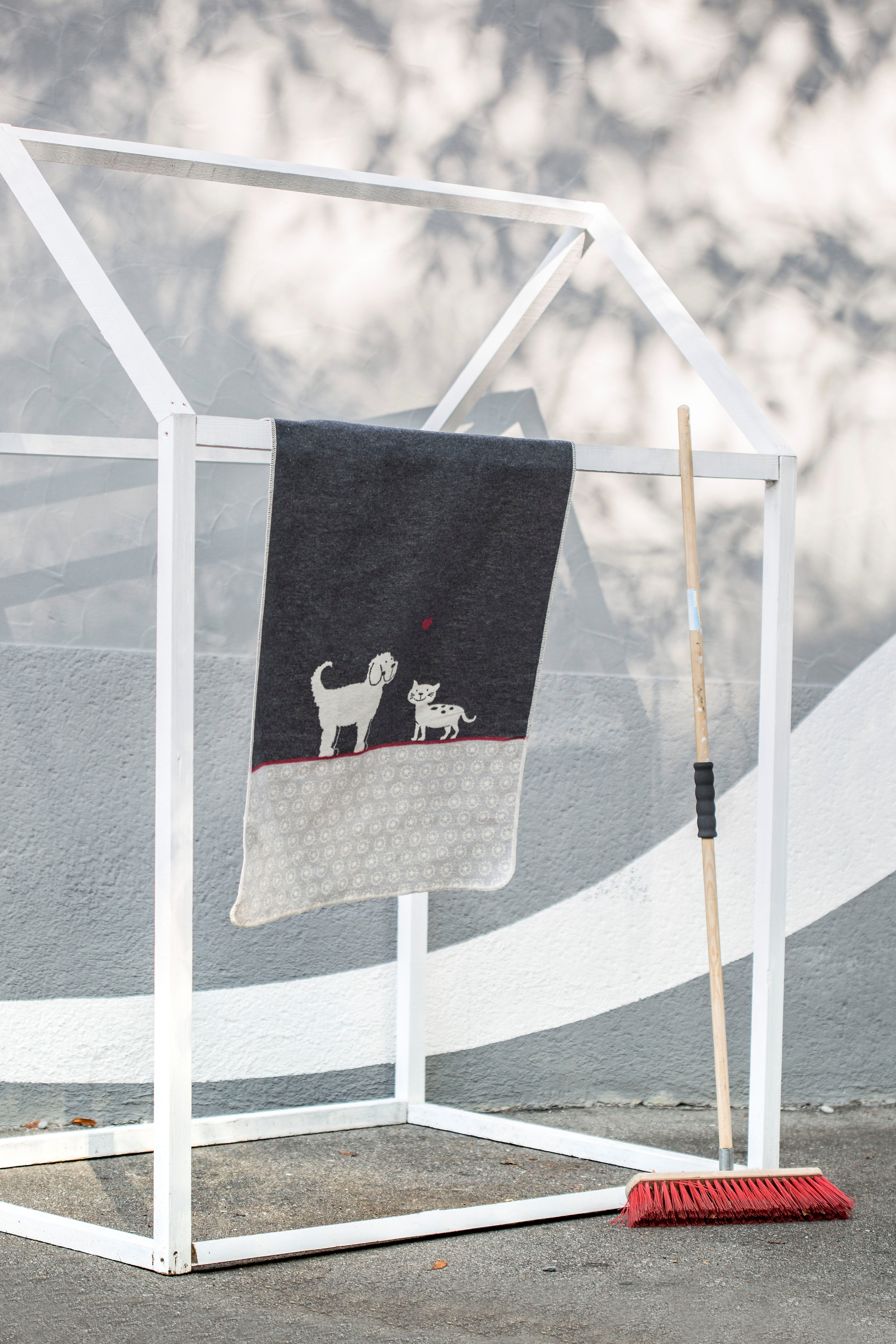 DAVID FUSSENEGGER Tierdecke Haustierdecke 'Hund & Katze' 70 x 90 cm Anthrazit