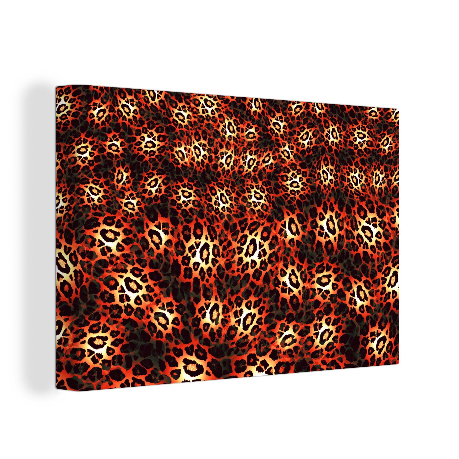 cm OneMillionCanvasses® - Leinwandbilder, Aufhängefertig, 30x20 Wandbild Design St), Wanddeko, Leopardenmuster Orange, - Leinwandbild (1