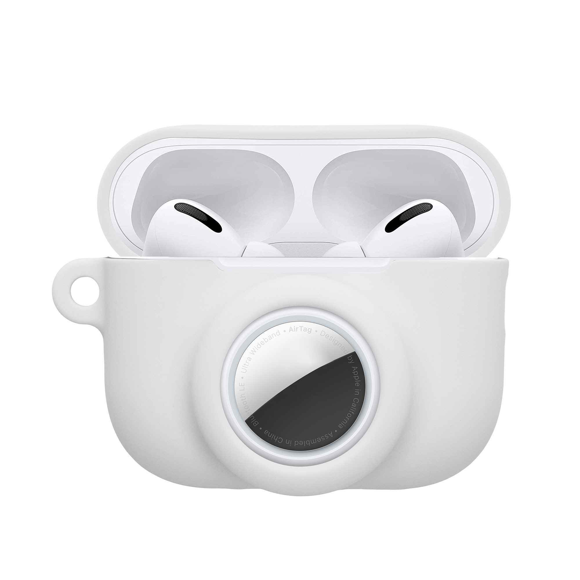 kwmobile Kopfhörer-Schutzhülle 2-in1 Hülle für Apple Airpods Pro 3 und AirTag, Weiches Silikon Cover - Schutzhülle mit Karabiner - Kopfhörer Case