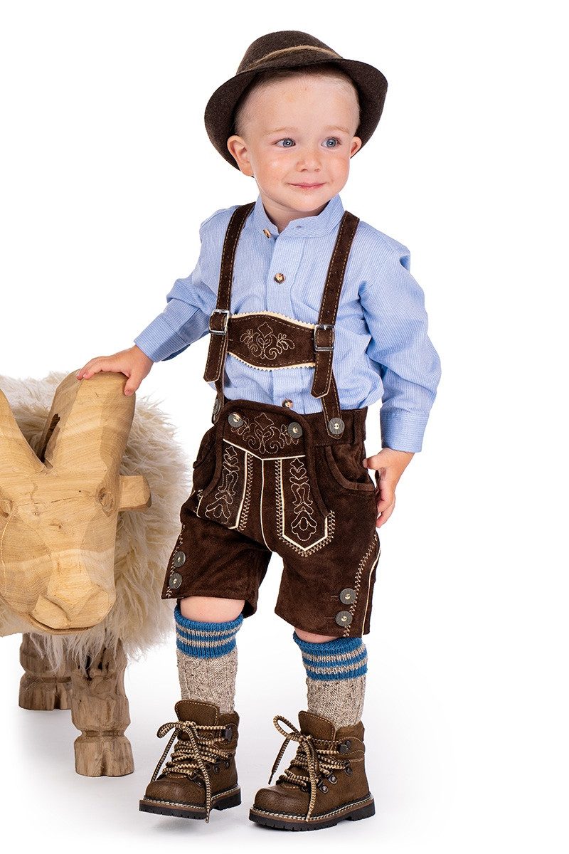 Isar-Trachten Trachtenhemd Trachtenhemd Kind - SCOTTY - hellblau