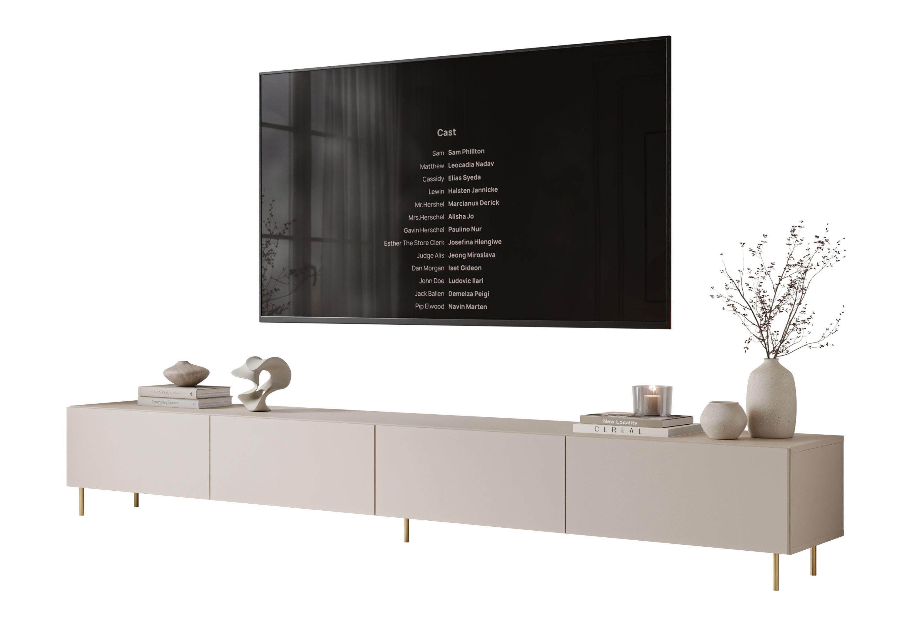 Lookway TV-Schrank CARMEN MATT 250 cm mit Beinen 250x37/40/42x40 cm