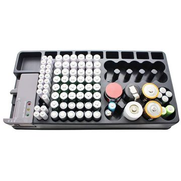 AccuCell 2in1-Batterie-Organizer, Universal Akkubox für 1-110 Akku oder Batter Batterie